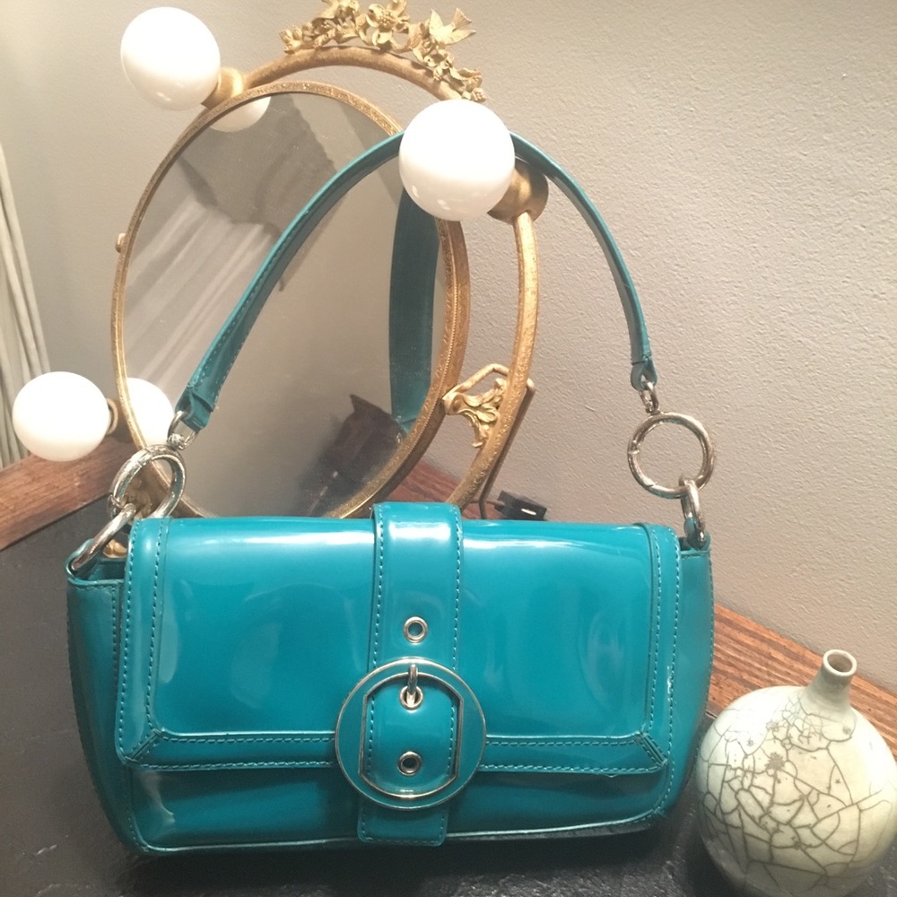 Ann Taylor party purse peacock blue/green like new